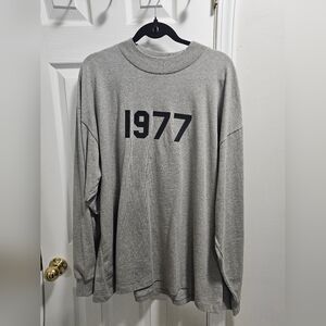 Essentials Gray Long Sleeve Tee with Black Print